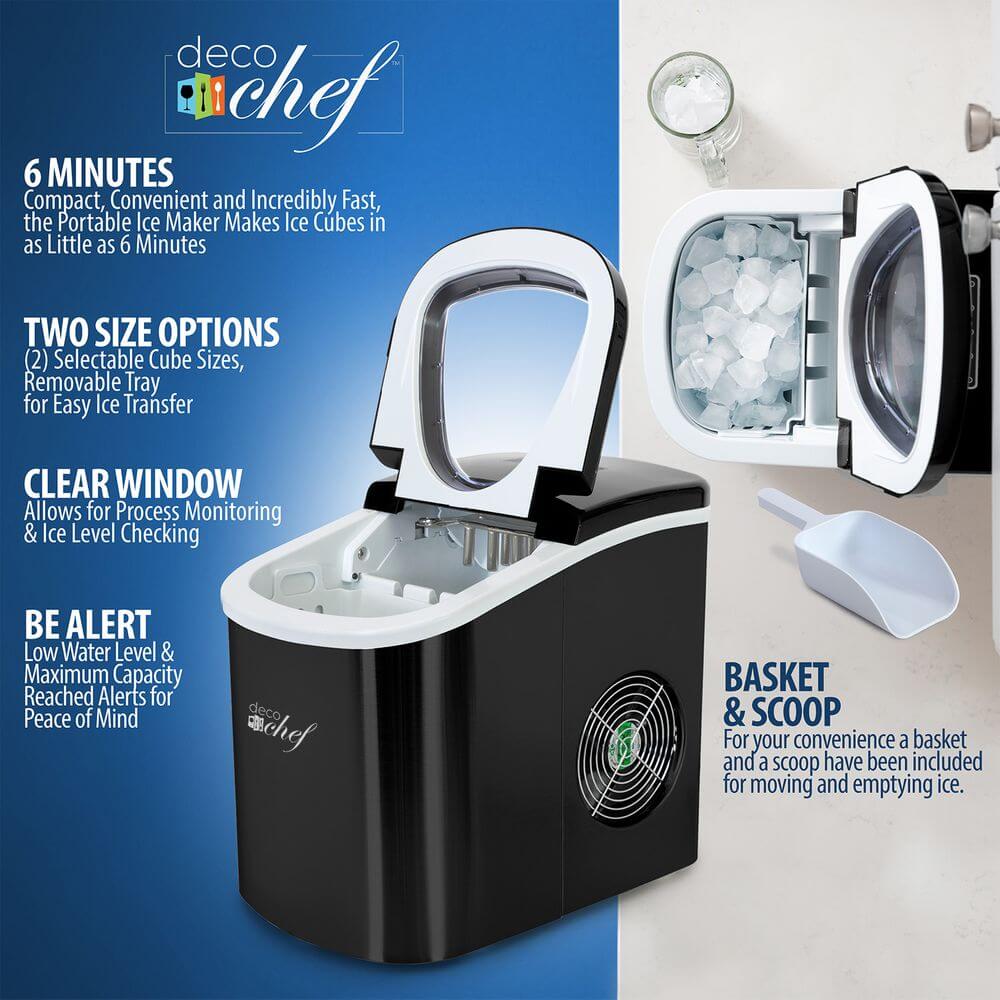26LBS/24H Mini Portable Ice Maker Countertop, Compact Ice Machine with Ice  Scoop