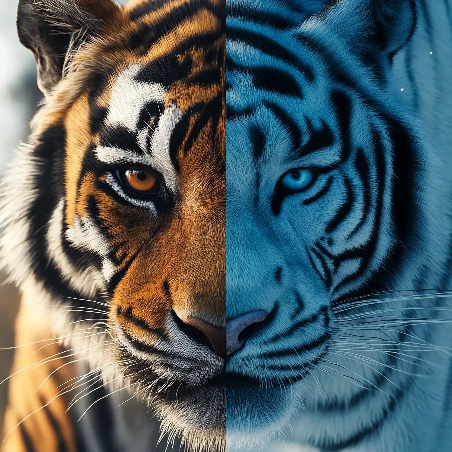 Comparison of close up photos of a bengal and siberian tiger