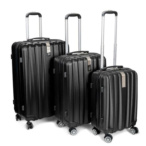 Travel Elite Series 3pc Hardside Spinner Luggage Set Black – Deco Gear