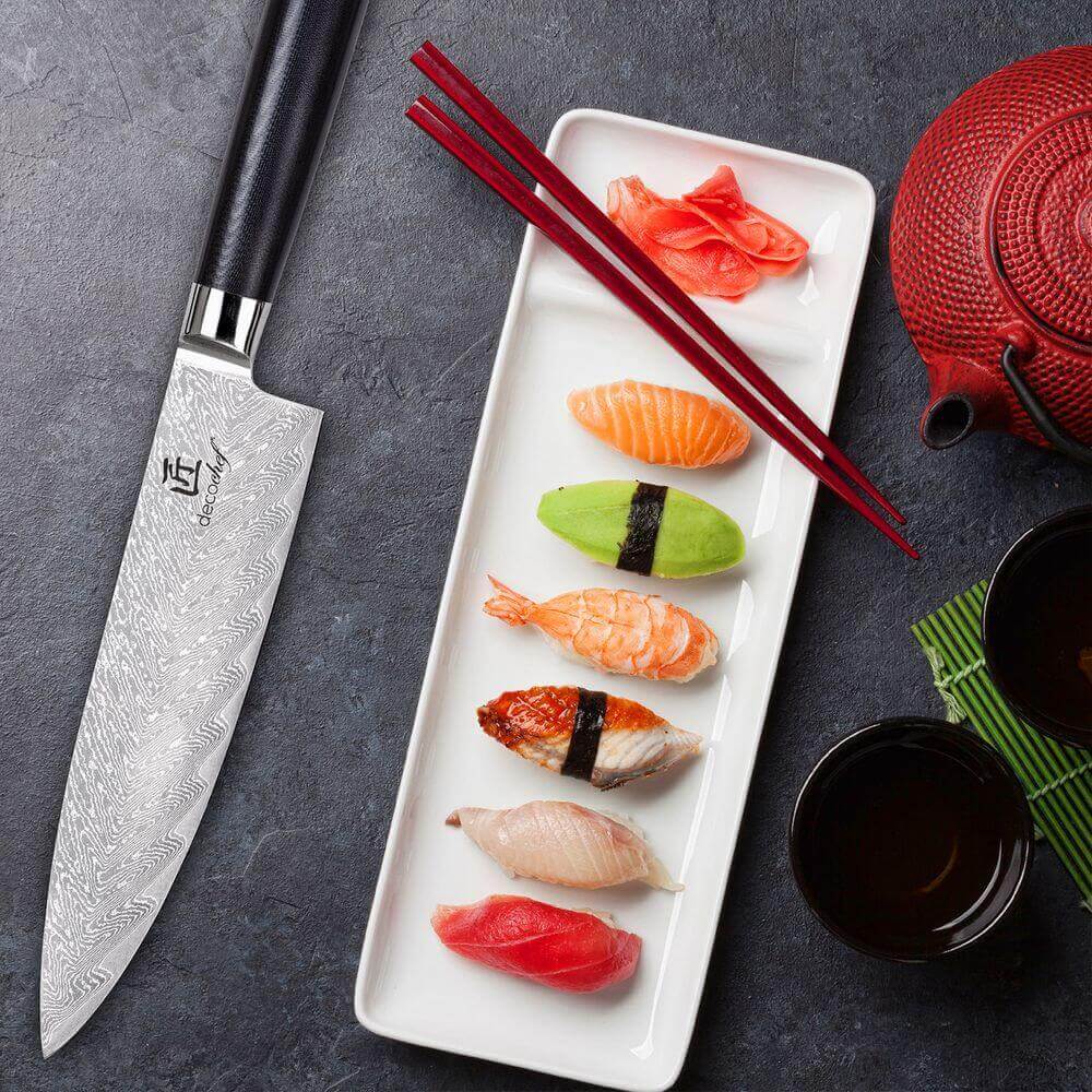 Chef Knife 8 Inch, Kitchen Knife Damascus Professional Sharp High Carbon  Stainless Steel 67-Layer Meat Sushi Fruit Cutting Gyuto Chef Knife  Ergonomic