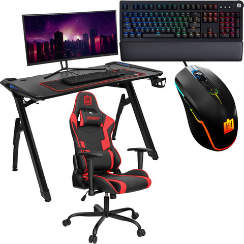 Deco Gear 47" LED Gaming Desk, Red Computer Chair, RGB Mouse and Mechanical Keyboard - Deco Gear