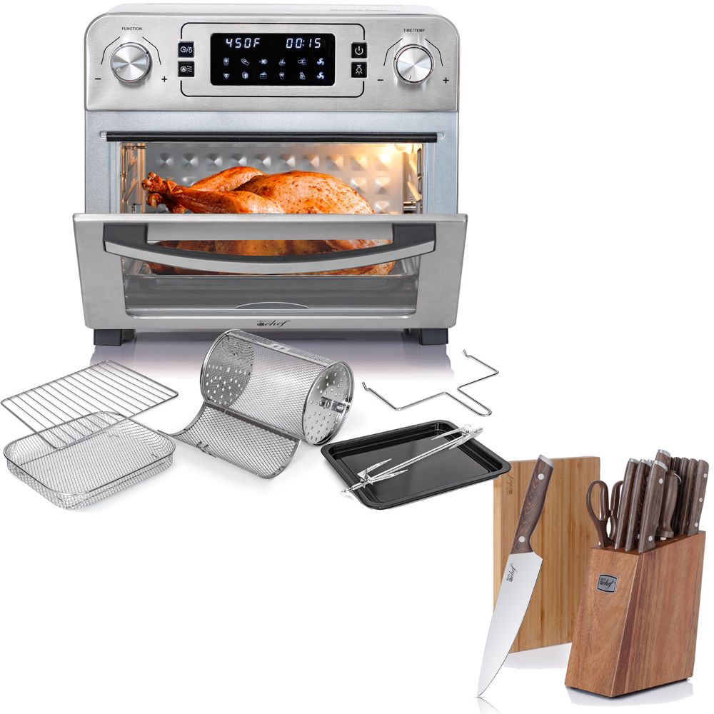 Deco Chef 24qt Countertop Toaster Air Fryer Oven + Bonus Deco Chef 12-Piece Knife Set