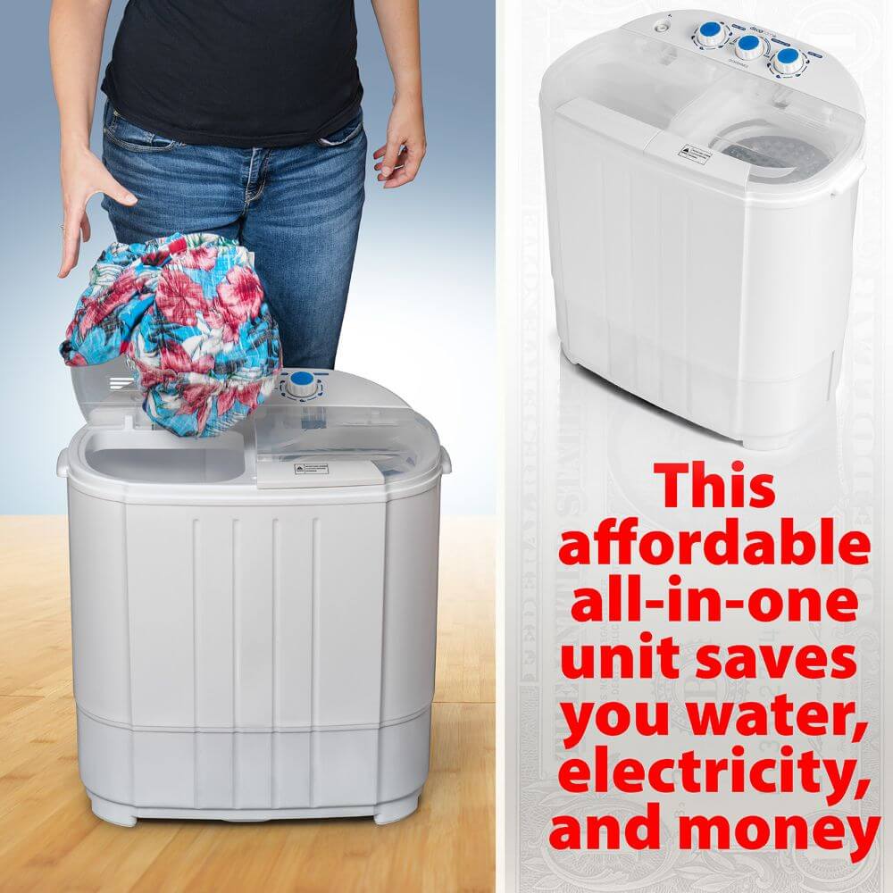 White Compact Portable Washer & Dryer with Mini Washing Machine & Spin-dry