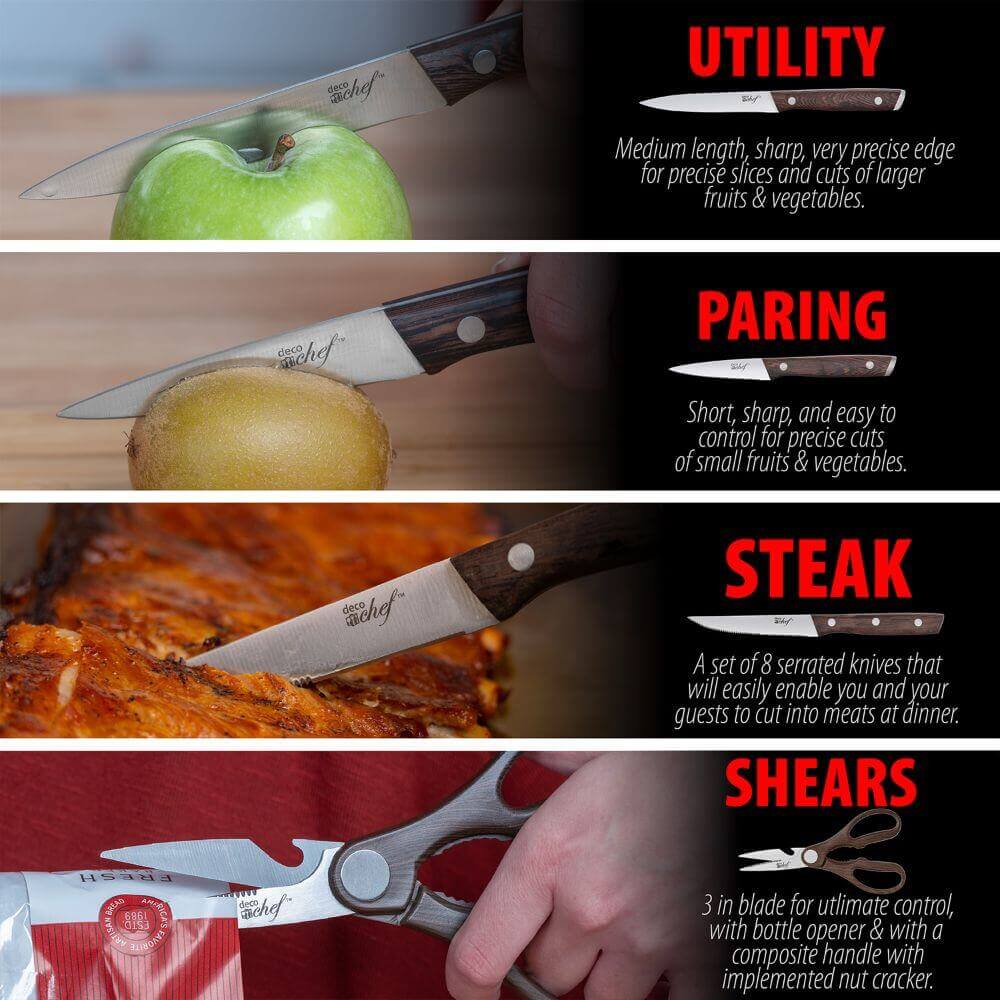 Steak Knives Set Cutlery Set 6/8 Pcs Full Tang Stainless Steel Sharp  Serrated Dinner Knives